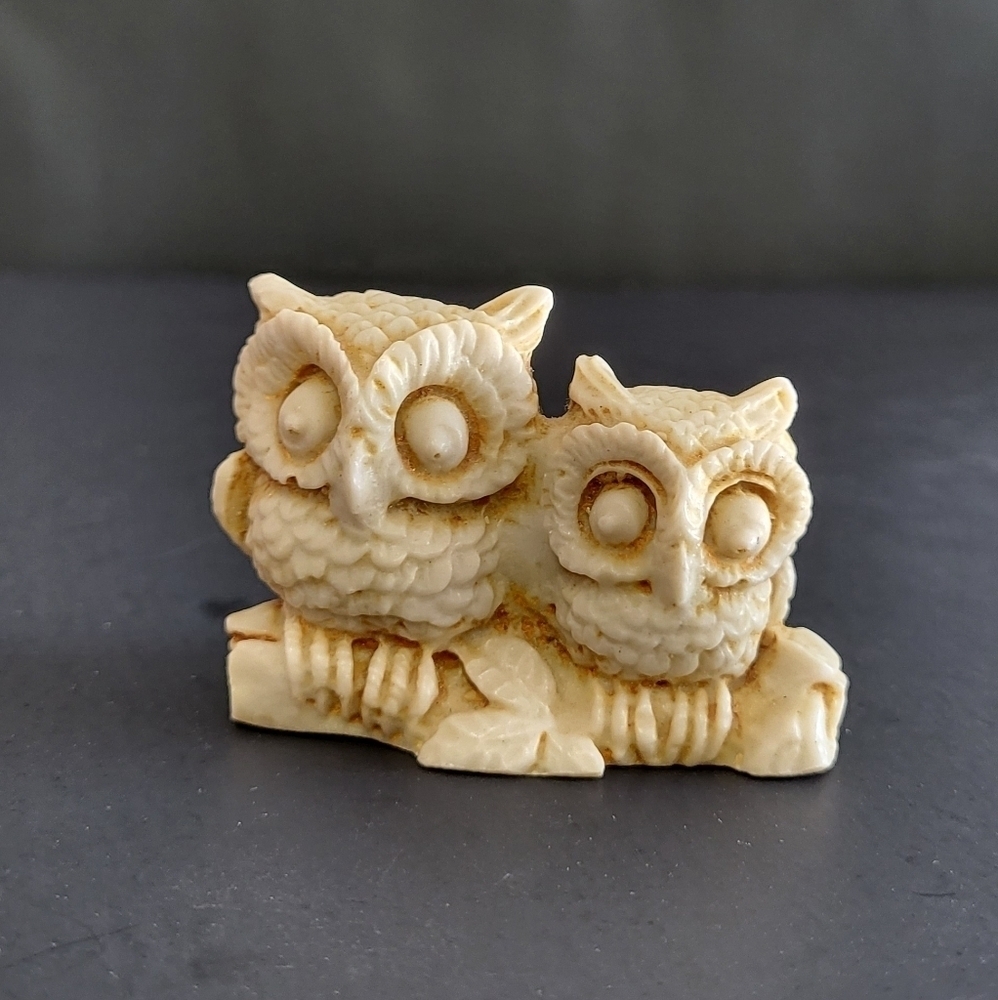Vintage Carved Owl Figurine